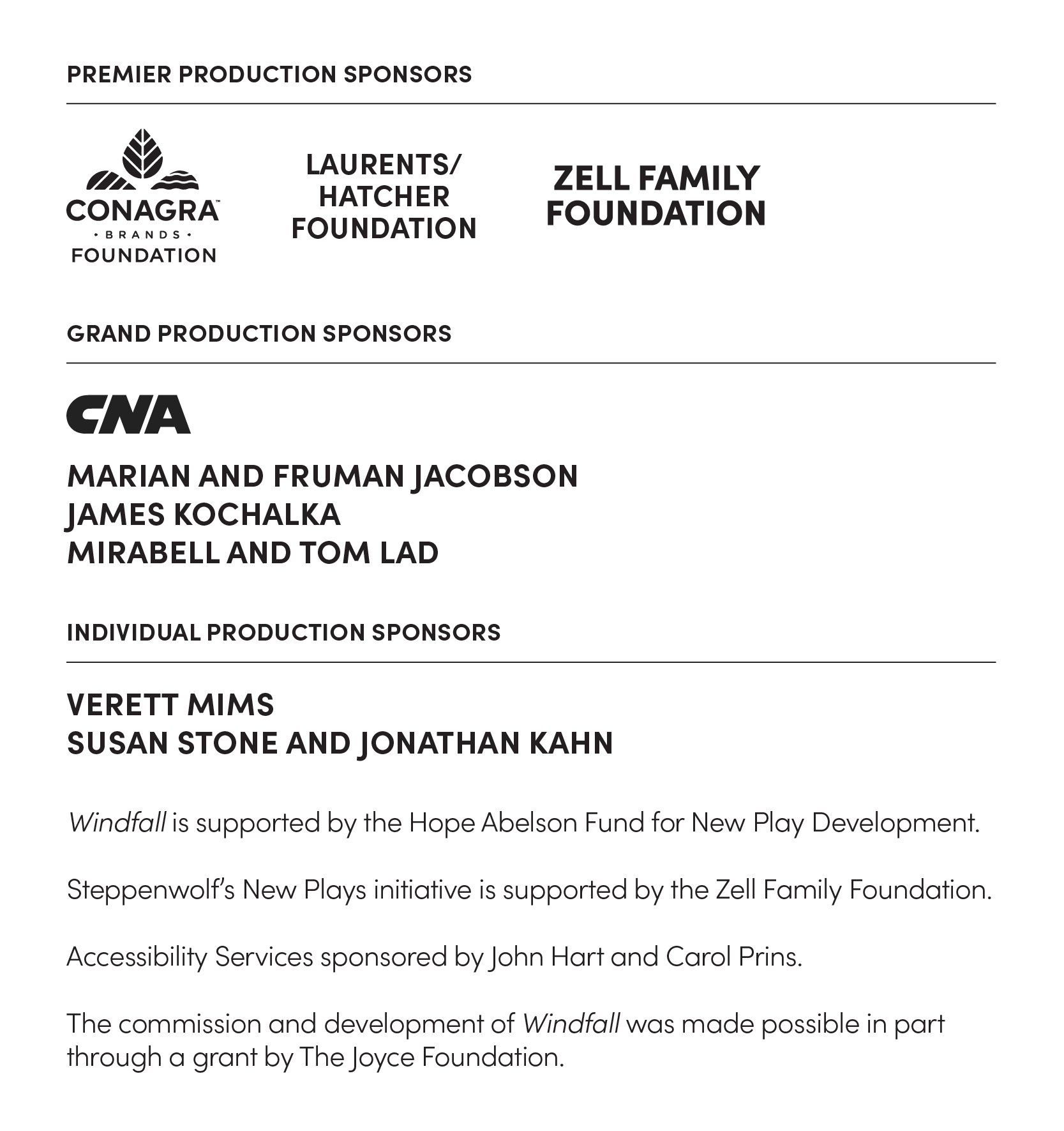 Windfall Sponsors