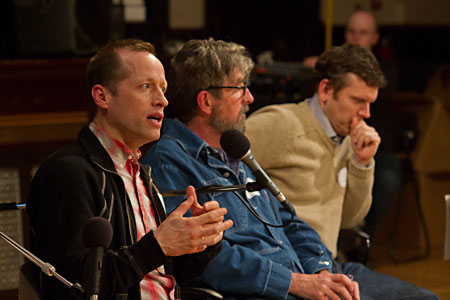 Ensemble Member Tim Hopper, Middletown Director Les Waters, and Playwright Will Eno