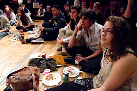 Guests gather to listen to the artistic discussion