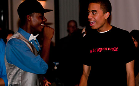 Young Adult Council members Malcolm London and Rodney Benjamin celebrate the success of their To Kill a Mockingbird After Party event