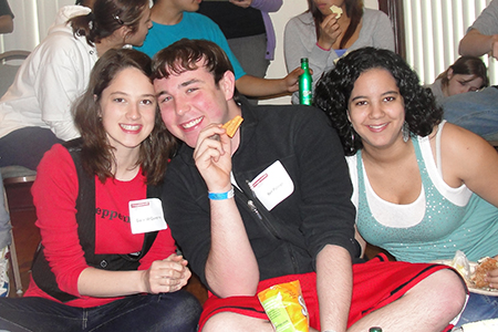 Former Young Adult Council member Danielle O’Donoghue grabs a bite to eat with current Council member Grace McQueeny and other MaTEENée guests during the Endgame MaTEENée