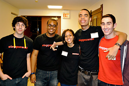 Julian Cooper, Pierre Walker, Chelsea Smith, Rodney Benjamin and Andrew Raia make their way into the post-show event