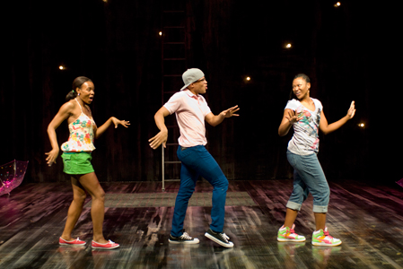 Tamberla Perry, Glenn Davis and ensemble member Alana Arenas  in <em>Marcus; Or the Secret of Sweet</em>