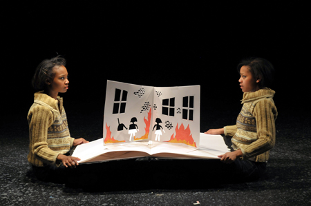 Ashleigh LaThrop and Paige Collins in Dog & Pony Theatre Company’s world premiere of The Twins Would Like to Say 