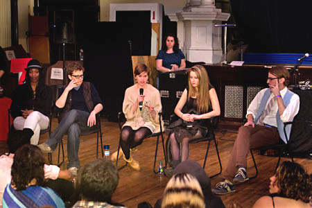 Fiona Robert (Jo) responds to a question during the artistic discussion