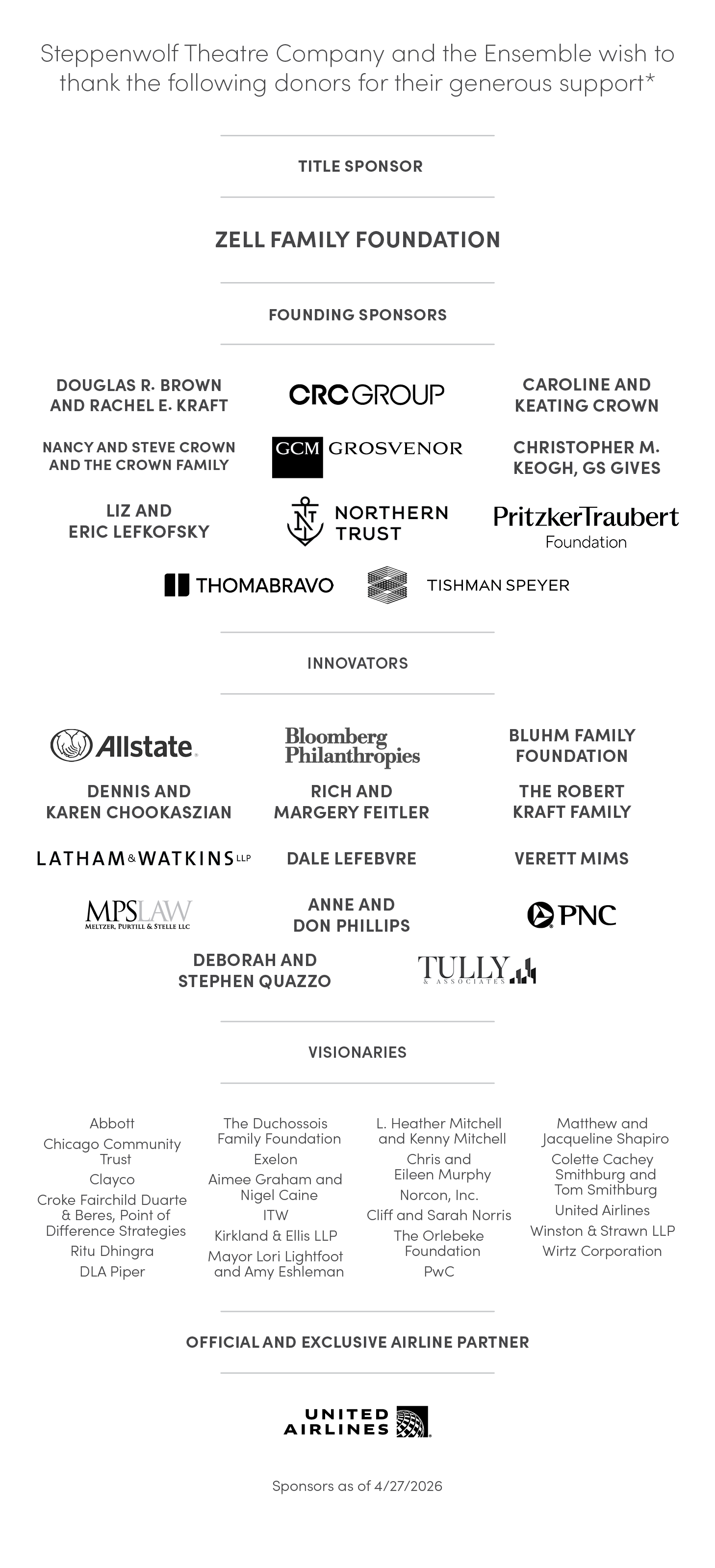 2026 Gala Sponsors