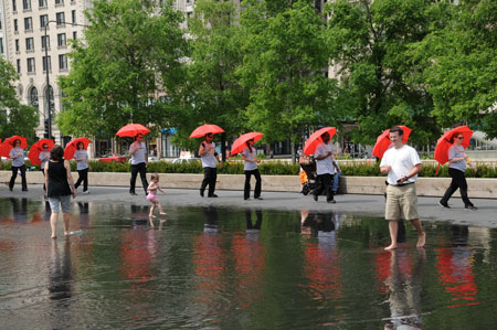 Umbrella promotion at Millenium Park