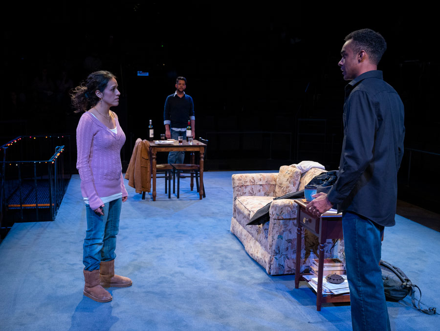 (left to right) Jocelyn Zamudio, Brandon Rivera and Grant Kennedy Lewis in Steppenwolf Theatre’s Chicago premiere of Sanctuary City. 