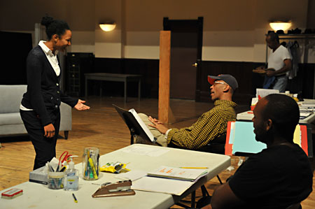 Ensemble Member Alana Arenas talks with director Timothy Douglas