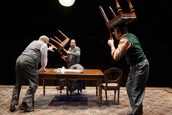Ensemble member Francis Guinan with Marc Grapey and ensemble member Ian Barford