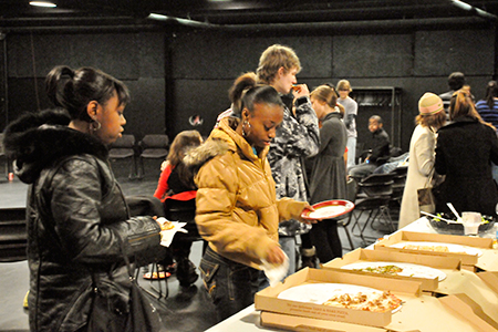 MaTEENée participants grab pizza after the show
