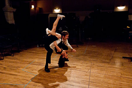 Swing dancers perform moves from the 1930's