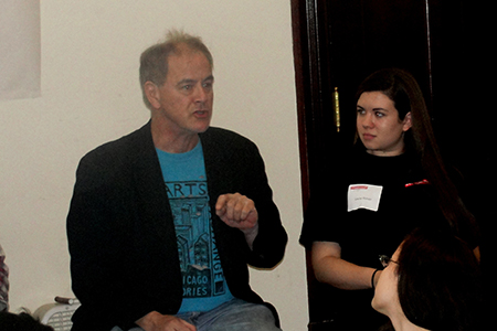 Ensemble member Francis Guinan participates in the post-show conversation, led by senior Young Adult Council member Laura Fisher
