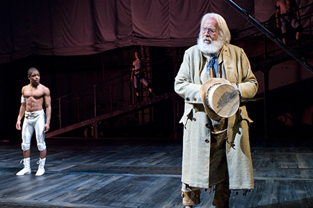 Ensemble member Jon Michael Hill, Emma Rosenthal, ensemble member Frank Galati with Miles Fletcher
