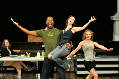 Laura Jacqmin, ensemble member James Vincent Meredith with Hillary Clemens and Rani Waterman
