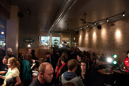 More guests arrive for the EXPLORE event at Burger Bar Chicago