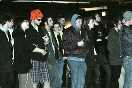The crowd listening to Joan of Arc.