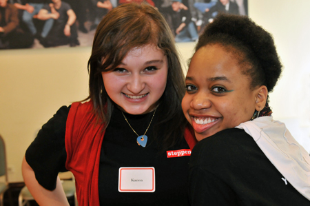 First year council members Karen Valencia and Noelle Daniels are all smiles after the event  