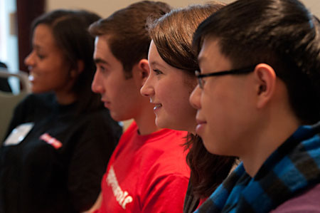 Sean Chang, Mamie Zwettler, Andrew Raia and Chelsea Smith listen to the actors speak about their process