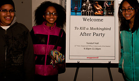 Students make their way into the party after the show 