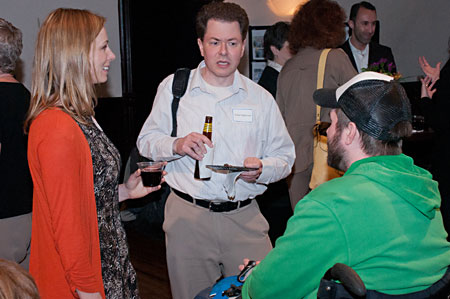Middletown Cast members Brenda Barrie and Michael Patrick Thornton chat with a guest