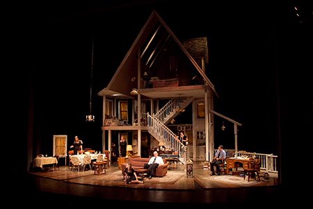 The cast and set