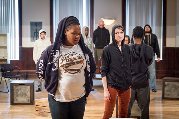 Jasmine Bracey and Dana Murphy with the cast of <i>Animal Farm</i>