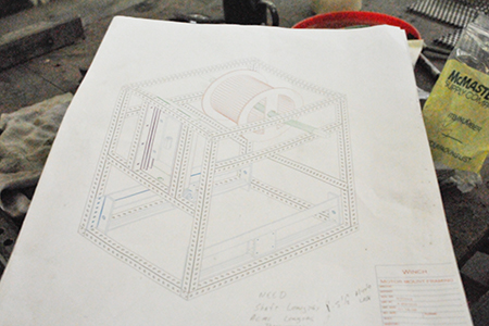Isometric construction drafting for a winch frame