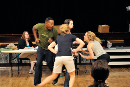 Laura Jacqmin, ensemble member James Vincent Meredith with Jennifer Coombs, Hillary Clemens and Rani Waterman