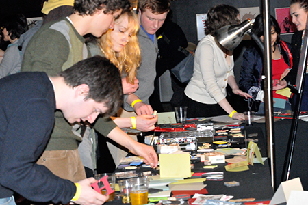 Guests make their own art at booth manned by students from the Art Institue of Chicago.