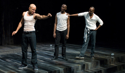 Glenn Davis, Phillip James Brannon and ensemble member K. Todd Freeman in <em>The Brothers Size</em>