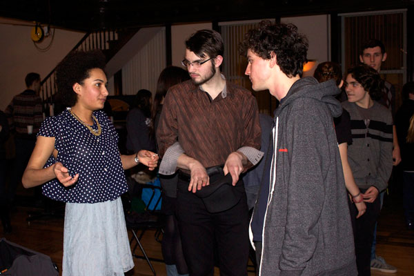Scene event guests further discuss the play with Clancy McCartney (Ian from <em>Leveling Up</em>).