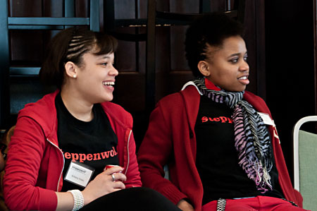 Noelle Daniels and Brittany Stokes enjoying the artistic discussion