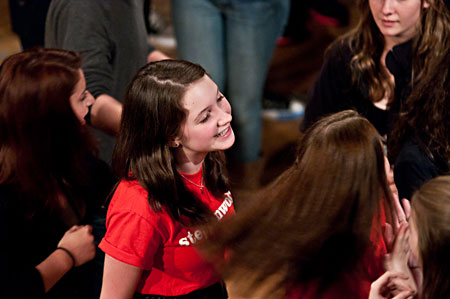 Young Adult Council member Mamie Zwettler hangs out with friends during the After Party