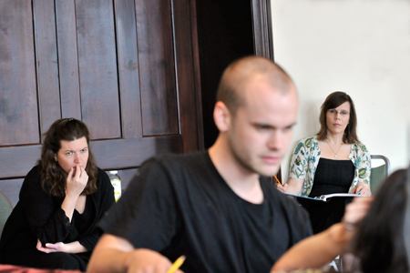 Stephen Louis Grush (Front Row) Jessica Thebus and Laura Eason (Back Row)