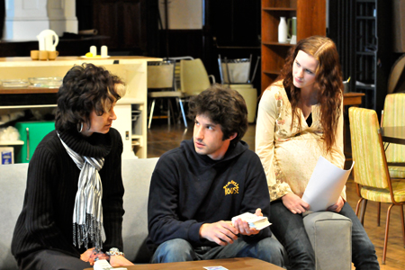 Ensemble member Martha Lavey with Jake Cohen and Rachel Brosnahan