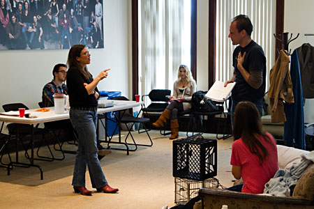 Director Kimberly Senior with the full company in rehearsal