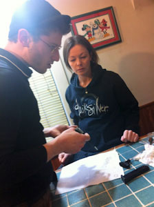Costume Designer David Hyman and actress Nina O’Keefe (Jane Gordon)