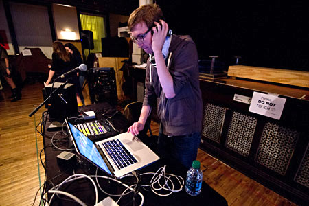 DJ New-O (as named by Young Adult Council senior Julian Cooper) spins some tracks