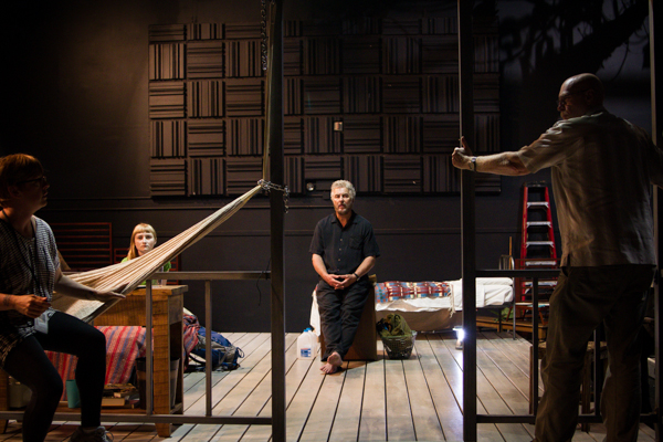 Stage manager Laura D. Glenn, Rae Gray, ensemble member William Petersen and Production Manager Al Franklin