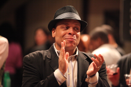 Aaron Todd Douglas (host of the evening and Assistant Director of <em>The Brother/Sister Plays</em>