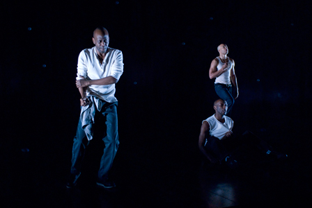Ensemble member K.Todd Freeman with Phillip James Brannon and Glenn Davis in <em>The Brothers Size</em>
