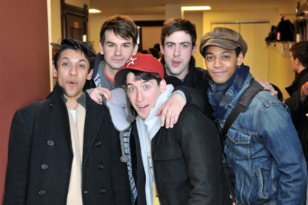 Separate Peace cast members Govind Kumar (Bobby), Dmir Konjicija, (Finny), Will Allan (Leper), Chance Bone (Brinker) and Curtis Jackson (Chet) pose for a group shot.