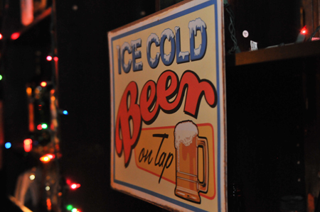 Vintage beer signs decorated Merle's Place.
